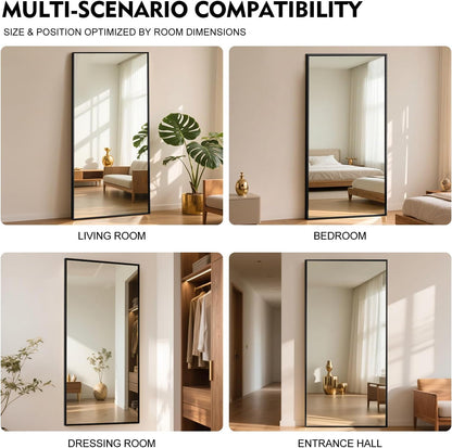 Full-Body Spiegel – Staande Spiegel – Wandspiegel – Grote Spiegel – Zwarte Spiegel – Extra Groot 180x76 cm – Robuust Aluminium Frame