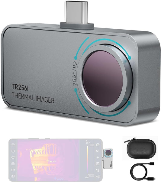 MiLESEEY TR256i warmtebeeldcamera voor Android Type-C, 20g volledig metalen behuizing, meetbereik -15°C~600°C, 25Hz 256x192 resolutie, 3 warmtemetingen & 6 aanpasbare kleurenpaletten, voor telefoon