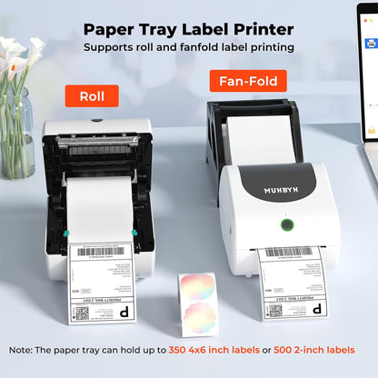 MUNBYN Bluetooth Shipping Label Printer, 4x6 Bluetooth Thermal Label Printer for Small Business, Compatible with iPhone, Android, Windows, macOS, Etsy, Shopify, eBay, Royal Mail, DHL, DPD, Evri, 411B