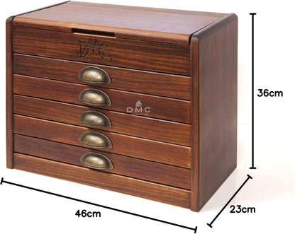 DMC Houten Collectors Box Bevat een Elk van alle 500 Gestrand Katoenen Draden