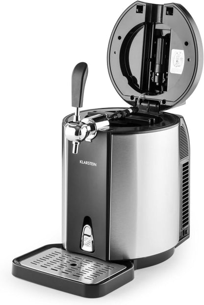 Klarstein Skal Universele biertapinstallatie, tapinstallatie met geïntegreerde bierkoeler, koeling tot 2-12 °C, 5 liter met koeling. Thermo-elektrisch koelsysteem, 38 dB, grijs zilver