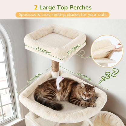 Kattenboom – Krabpaal – Klimpaal – Kattenhuis – Kattenmand – Extra Hoog 209 cm – Stevige Sisal Krabpalen