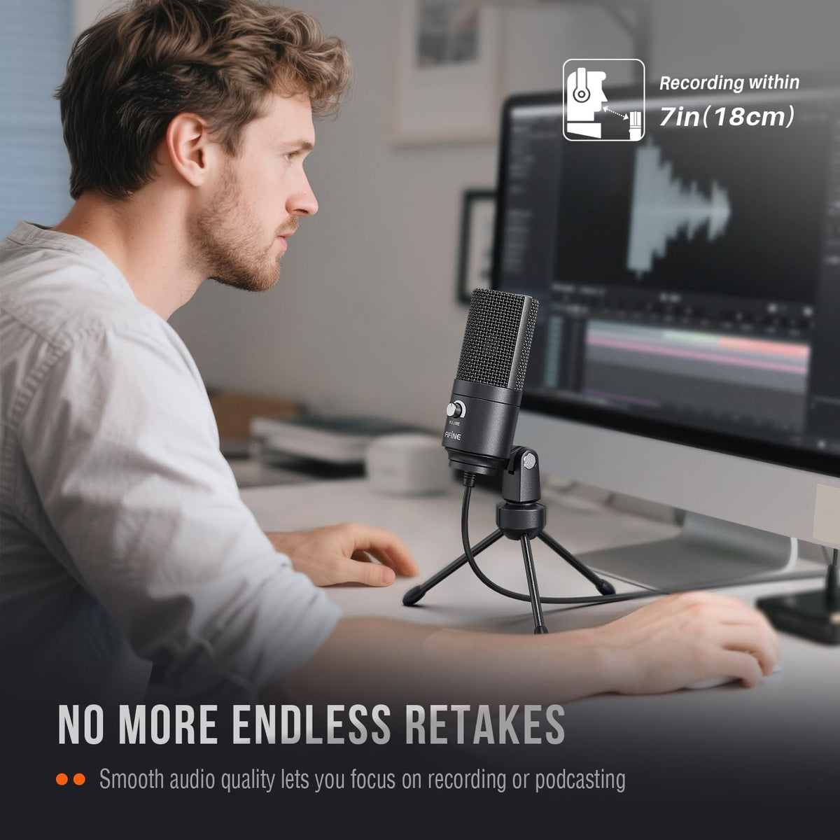 USB-Microfoon Zwart – Condensatormicrofoon – Studio Opnamemicrofoon – Streamingmicrofoon – Podcastmicrofoon – Plug & Play Via USB – Cardioïde Opnamepatroon