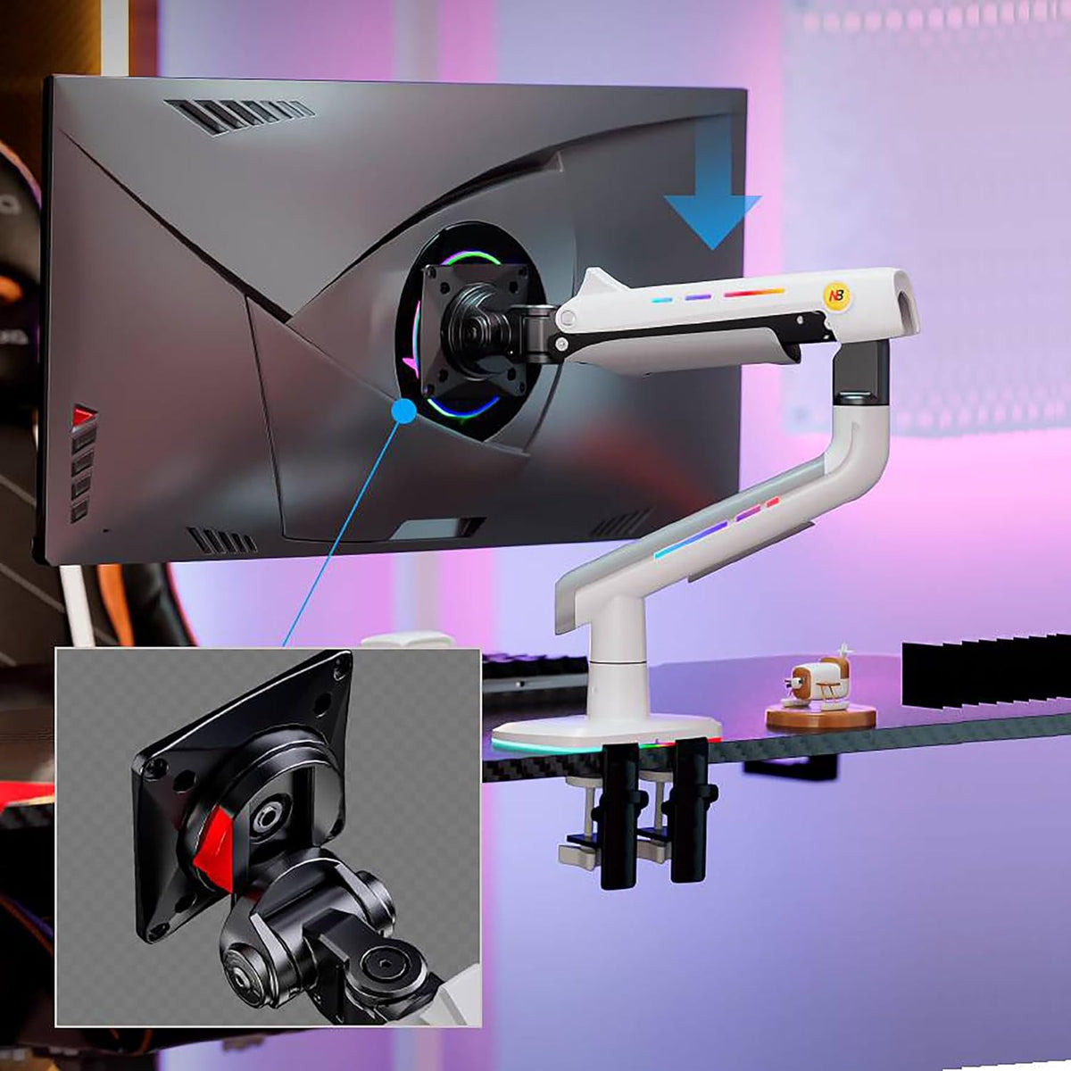 Monitorhouder Wit – Monitorarm – Monitorbeugel – Monitorklem – Monitorstandaard – Voor Platte, Ultrabrede En Licht Gebogen Schermen Van 32 Tot 60 Inch – Draaggewicht Tot 20 Kg En VESA 75/100 Mm