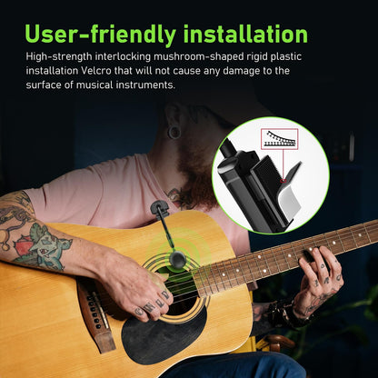 Draadloze Microfoon Voor Akoestische Gitaren – Gitaarmicrofoon – Clip-On Microfoon – Instrumentmicrofoon – Zwanenhals Microfoon – Stabiele UHF-Verbinding Tot 40 M – Flexibele Zwanenhals