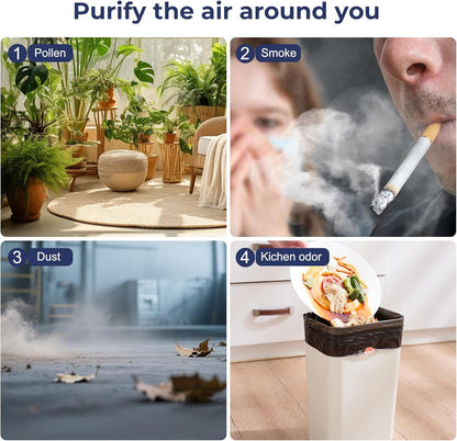 Luchtreiniger met allergieën, HEPA luchtfilter tegen schimmel, stof en dierenharen, 185 m³/h, CADR tot 0,3 µm voor maximaal 40 m² slaapkamer, luchtkwaliteitsweergave, auto-modus, 3 snelheden, 25 dB