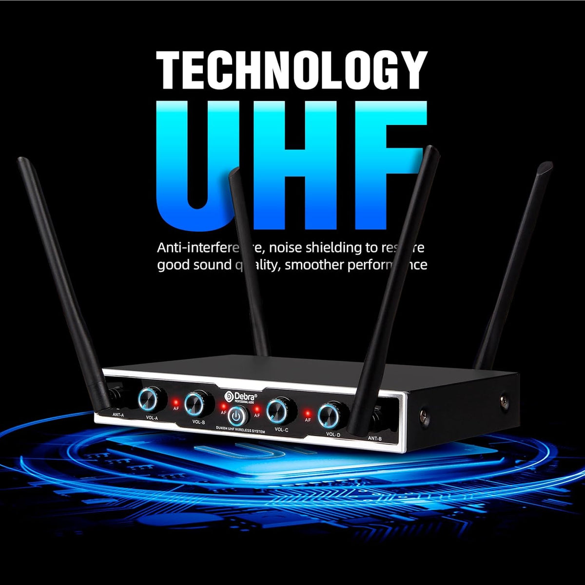 Draadloze UHF microfoonset – Conferentiemicrofoon – Tafelmicrofoon – Zwanenhalsmicrofoon – Presentatiemicrofoon – 4x16 instelbare kanalen – 80 m bereik