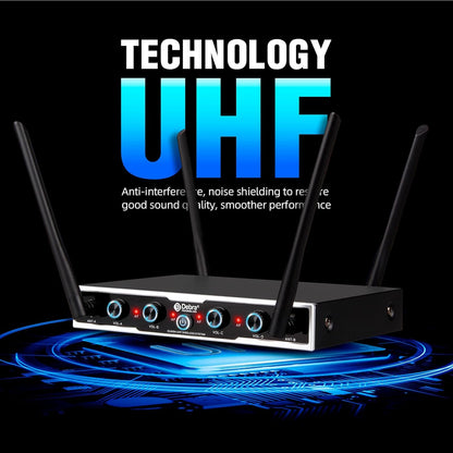 Draadloze UHF microfoonset – Conferentiemicrofoon – Tafelmicrofoon – Zwanenhalsmicrofoon – Presentatiemicrofoon – 4x16 instelbare kanalen – 80 m bereik