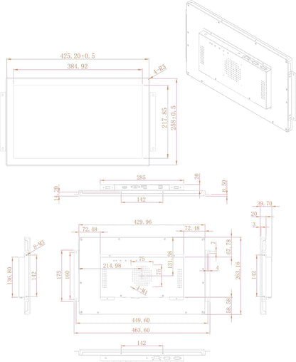 Industriële touchscreen-monitor – Touchmonitor – Touchscreen Monitor – Touchscreen Display – Monitor Met Touchscreen – 17,3 Inch Full HD – IP65 Front