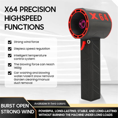 Jet Blower – Blazer – Luchtblazer – Draadloze Ventilator – Turbo Blower – Krachtige 64mm Brushless Motor – Snelle 8000mAh USB Type-C Oplaadbare Batterij