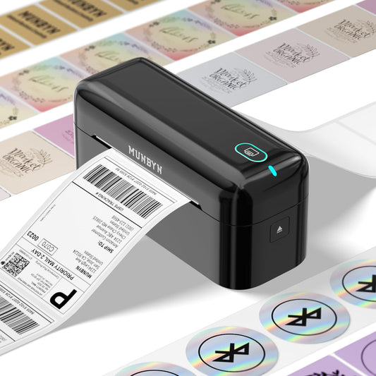 MUNBYN 402B Bluetooth verzendlabelprinter, 4 x 6 thermische printer voor pakketten en kleine bedrijven thuis, compatibel met iPhone, Android, Mac, Windows, Colissimo en UPS, zwart