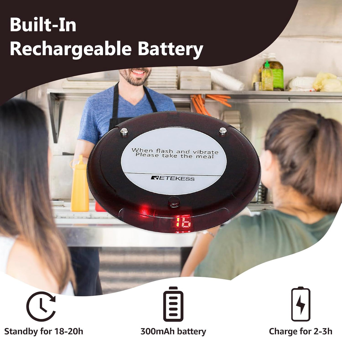 Draadloos Oproepsysteem – Pagers – Belmeesysteem – Restaurantoproepsysteem – Wachtrijbeheersysteem – 20 Pagers – 500 Meter Bereik – 20 Uur Accuduur - QUORE