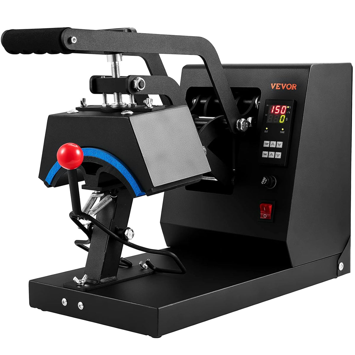 VEVOR Hoed verwarming pers, 4-in-1 kap W warmtepers, 15,2 x 7,6 cm vouwshell sublimatie? transmissie, LCD digitale timer temperatuurregeling met 4 gebogen verwarmingselementen