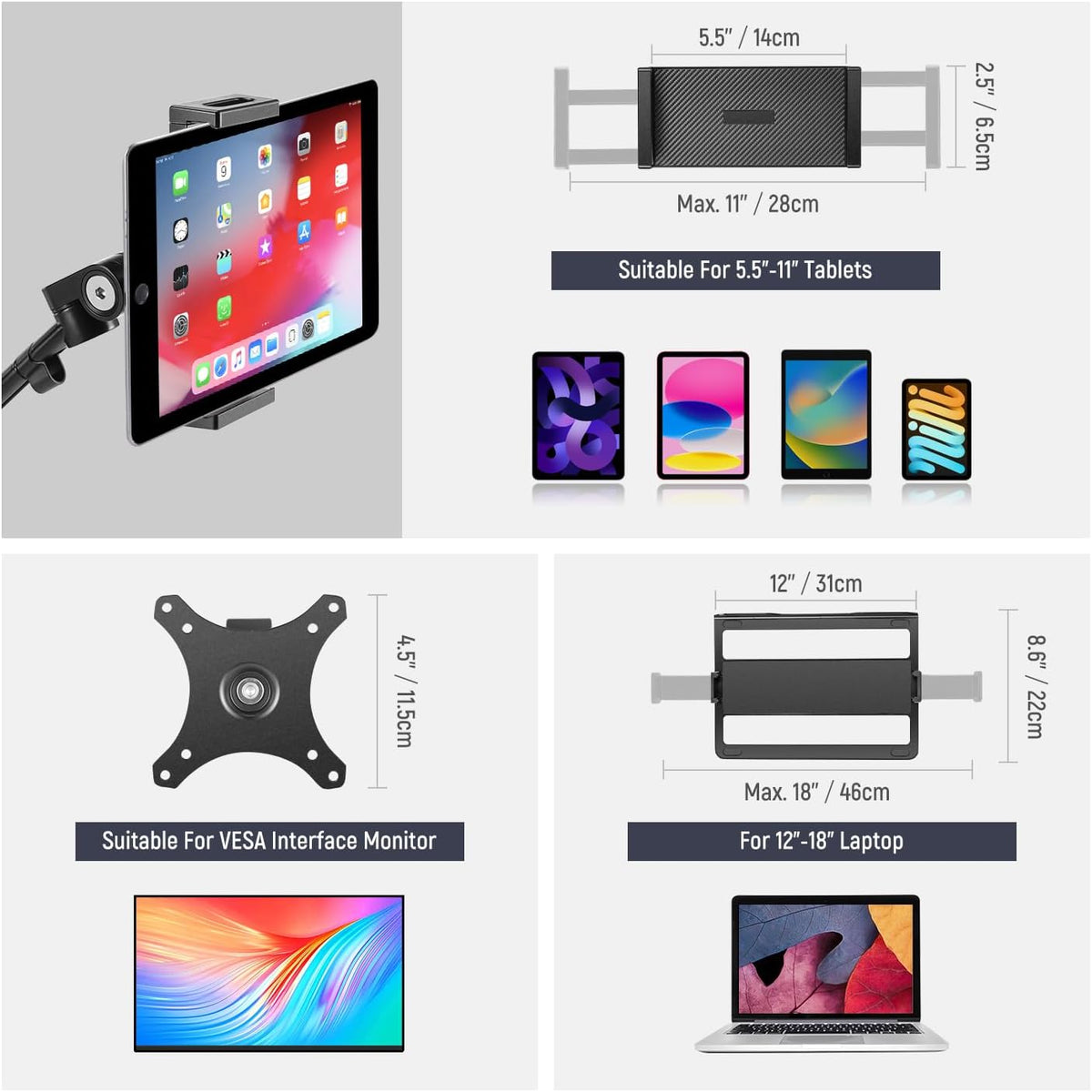 NEEWER Overhead Camera Stand Bureau Mount Rig met 4 Boom Arms voor Fotografie Video Licht Ring Licht Mount Webcam Mic Compact DSLR voor Live Streaming Uitzending Online Onderwijs Vergadering, DS007