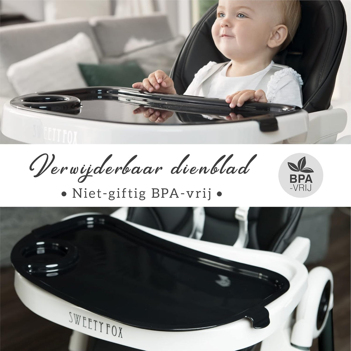 Adjustable, Collapsible, Baby High Chair with Toy Arch - Baby High Chairs with 7 Different Heights, Adjustable Seat with 5 Different Positions - QUORE