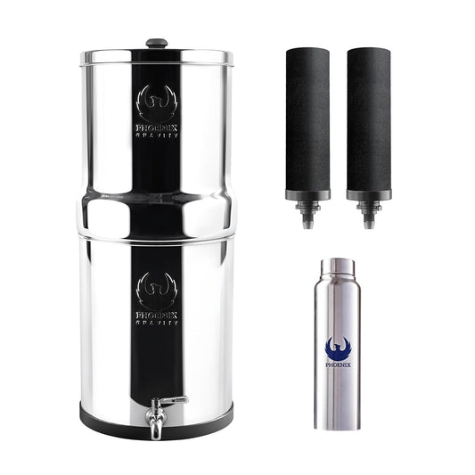 Waterfiltersysteem 8 Liter – Waterfilter – Drinkwaterfilter – Zwaartekracht Waterfilter – Keukenfilter – 304 Roestvrij Staal – 2 Filterpatronen