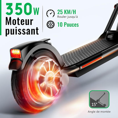 Elektrische step voor volwassenen, 10 inch, elektrische step, opvouwbaar, accu 36 V, 7,8 Ah, looptijd 25-30 km, maximale snelheid 25 km/u, dubbele remmen, honingraatbanden, lekbestendig