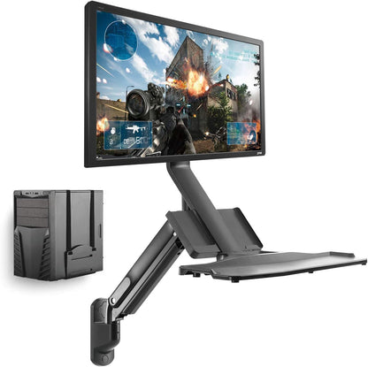 Monitor wandbeugel – Monitorhouder, monitorbeugel, schermbeugel, wandhouder – Voor 17-32 inch monitoren met toetsenbord en CPU houder – VESA 75x75/100x100, draagvermogen tot 9 kg