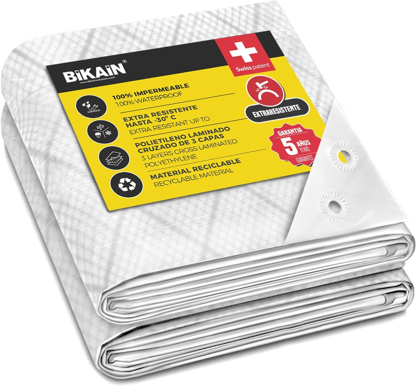Altuna BI050LOBL Universeel zeil, 90 g/m2, 8 x 12 m, wit/zwart