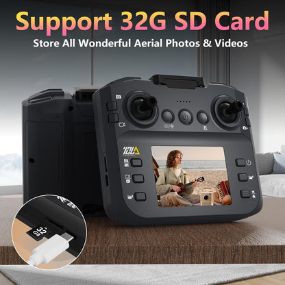 TD12LCD Drone met Camera voor Volwassenen, Drones met Optische Flow-positionering, Borstelloze Motor, LCD-schermtransmissie, Opvouwbare Quadcopter voor Beginners, Minder dan 249g
