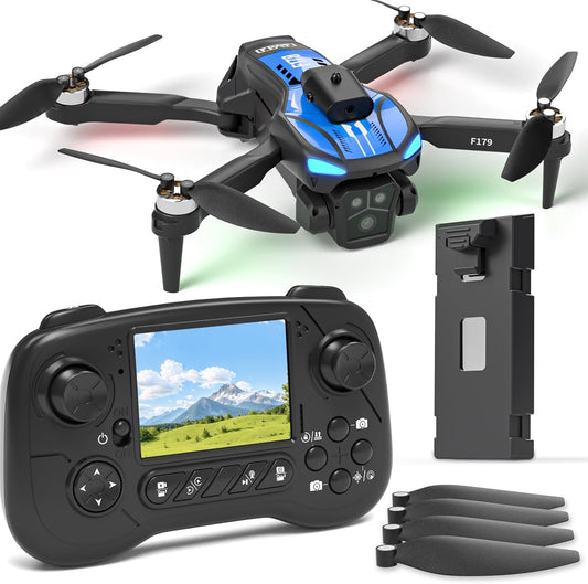 Drone met 1080p-camera en 2,8-inch LCD-scherm, obstakelvermijding, RC-quadcopter, optische stromingspositionering, trajectvlucht, 16 minuten vliegtijd, voor volwassenen/kinderen/beginners