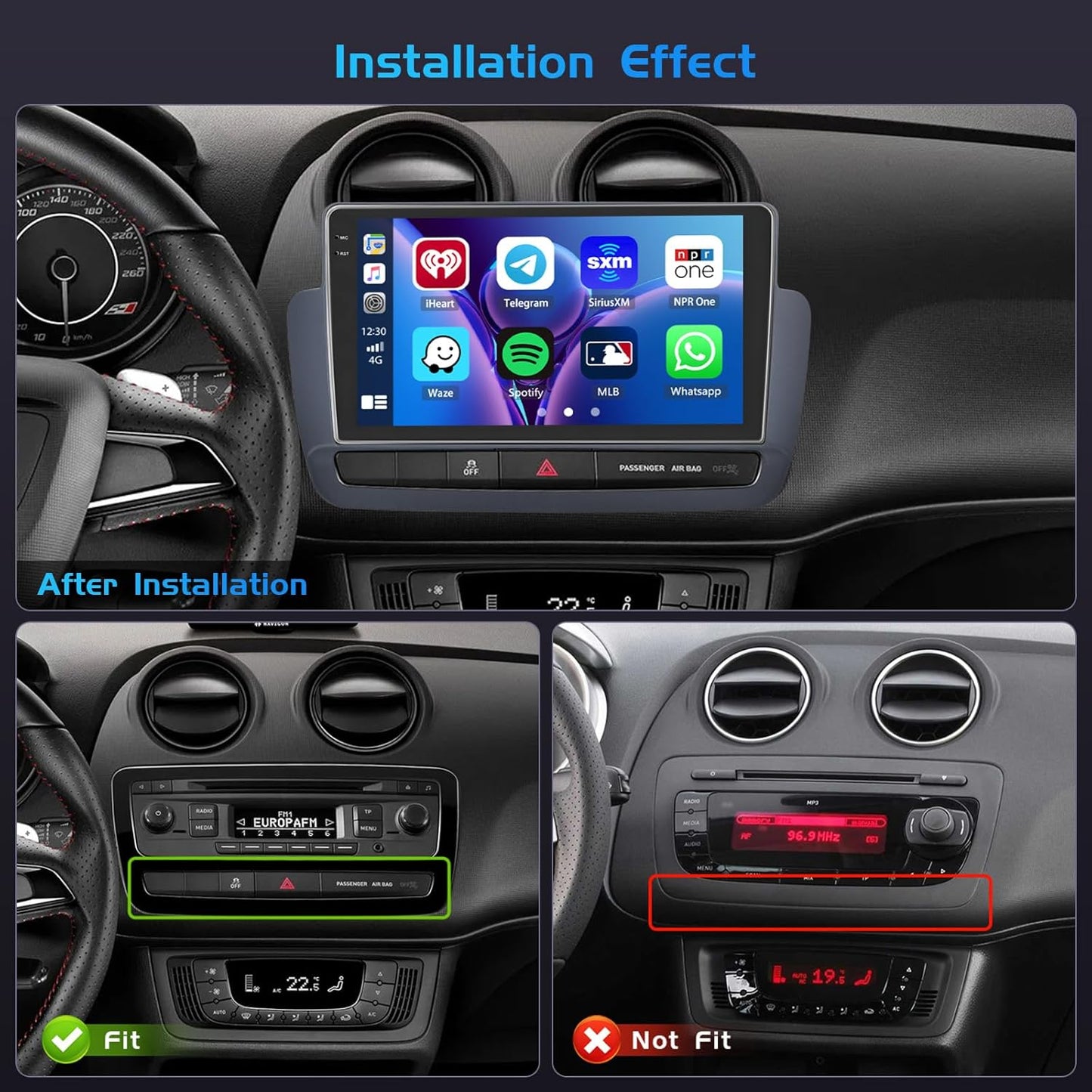 Autoradio Seat Ibiza – Multimedia Systeem – Navigatie Radio – Android Auto – CarPlay Draadloos – 9 Inch In-Cell Scherm – 4GB+128GB & Android 15