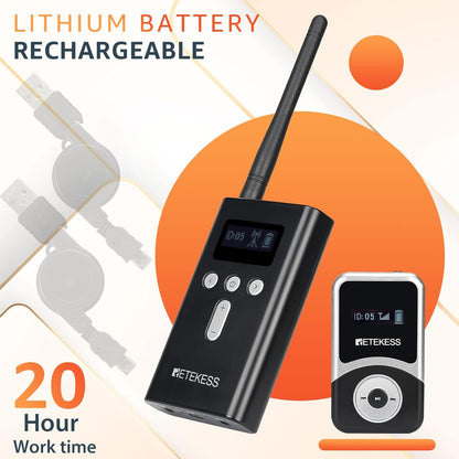 Retekess T130S Geüpgraded Tourgidssysteem, 49 Kanalen Draagbaar Draadloos Audiosysteem, 100 m Taalinterpretatiesysteem Voor Toerisme, Fabriek, Conferentie, Kerk, Universiteit, Training