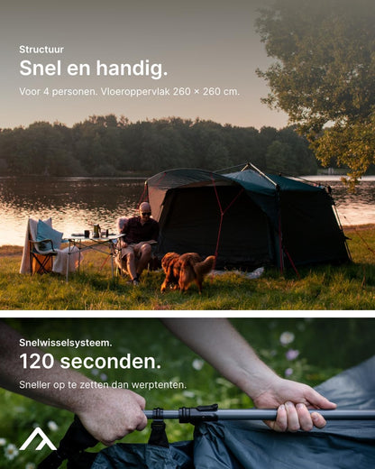 Qeedo Quick Villa familietent, paraplutent (4 of 5 personen) met Quick-Up-System – grijs