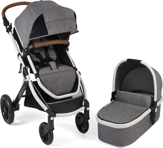 CHIC 4 BABY 177 21 Combi-kinderwagen Torre, set met reiswieg, sportzitje en Maxi-Cosi-adapter, grijs