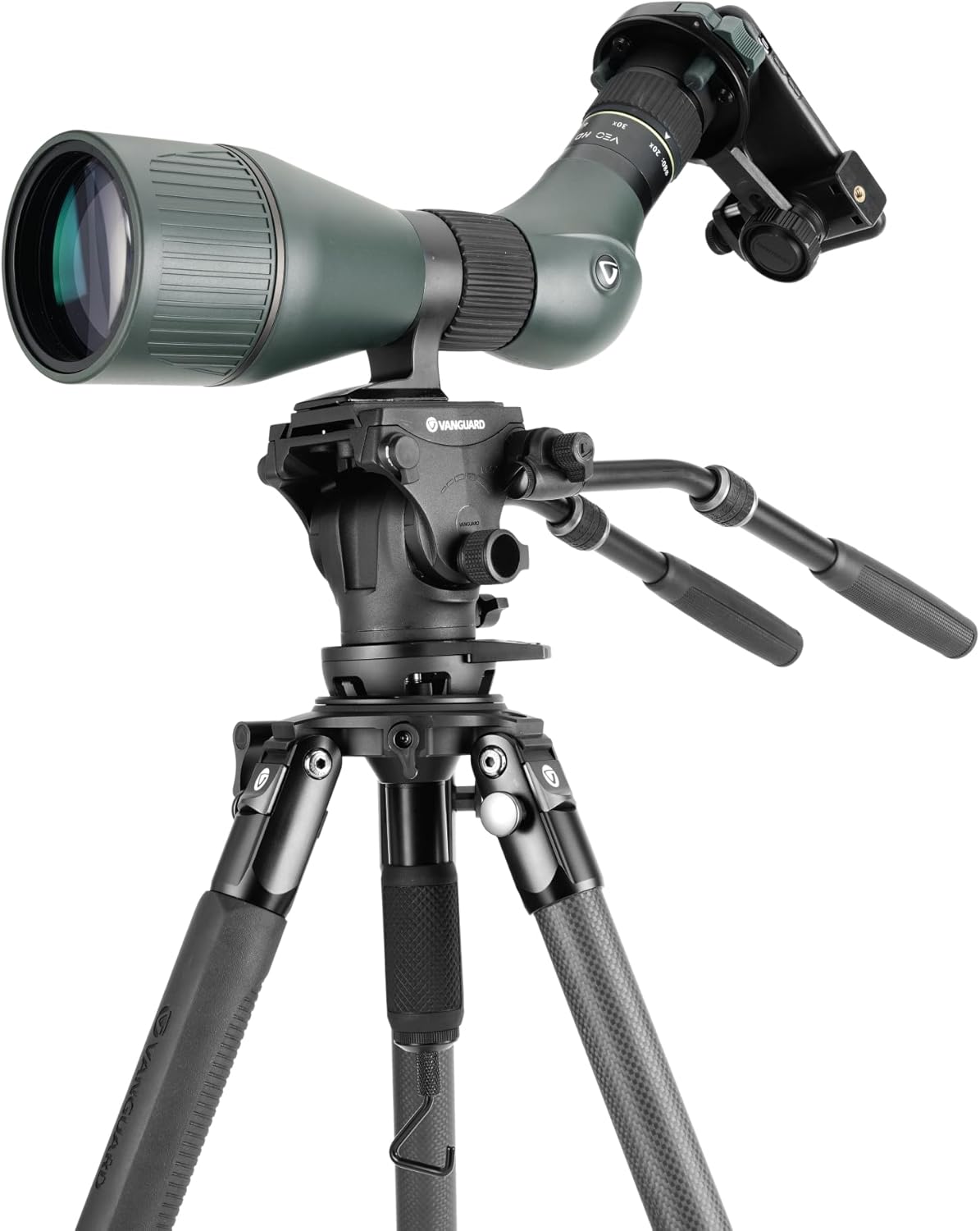 Vanguard Alta Pro 3VRL 303CV20 Carbon Video statief tot 180 cm met kogelkop en nivelleringsvoet