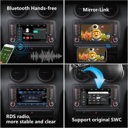 Auto Stereo voor Audi A3 S3 RS3 2003-2012 7 inch Touch Screen Car Radio Compatibel systeem met draadloze Carplay Android Auto, ontvanger AM/FM/Bluetooth/USB