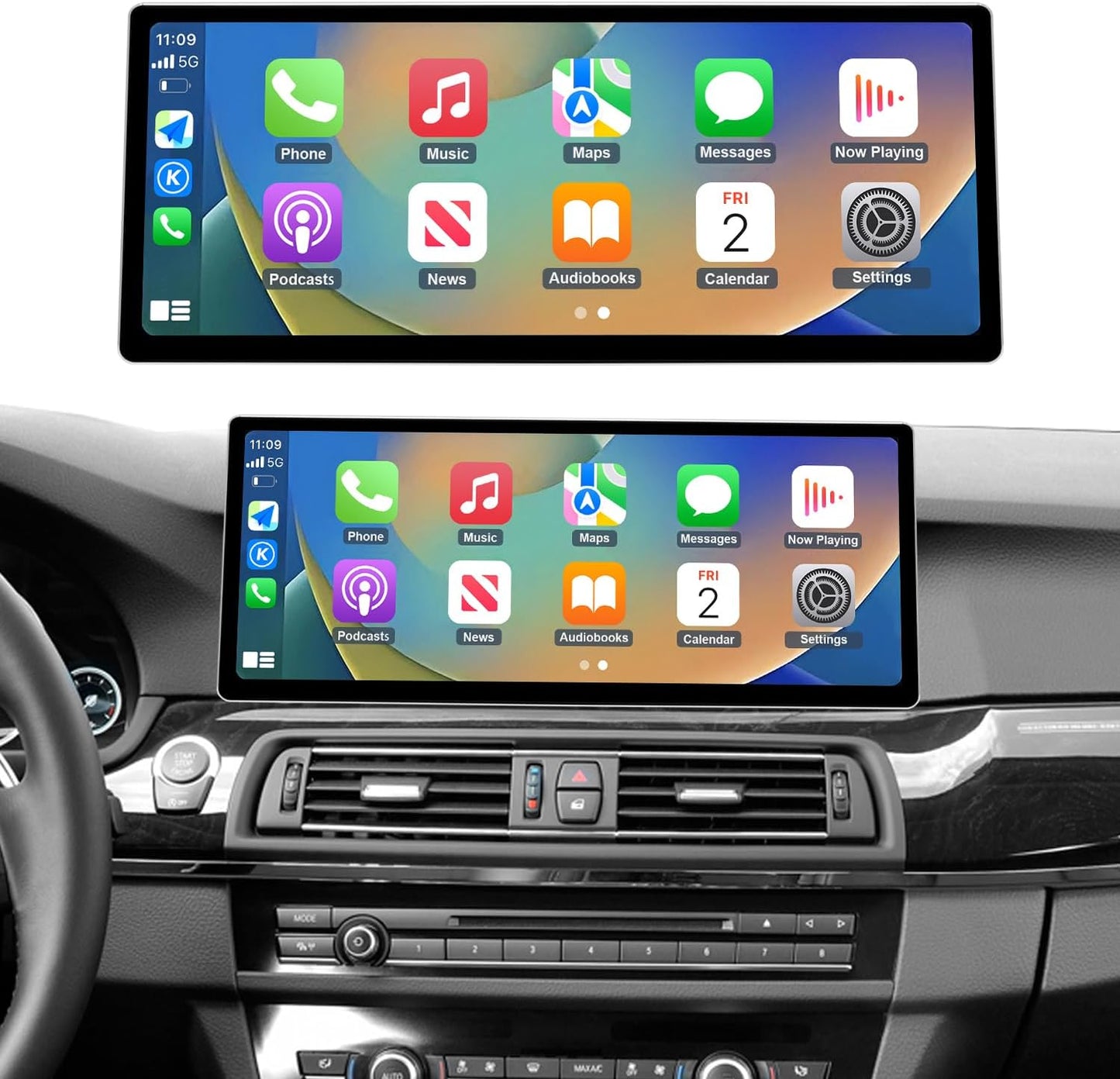 CarPlay Scherm – Touchscreen Display – Multimediascherm – Navigatiescherm – Autodisplay – 12,3 Inch HD IPS – Draadloze Apple CarPlay & Android Auto