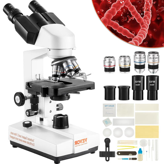 Binoculaire Microscoop – Microscoop – Laboratoriummicroscoop – Biologische Microscoop – Composiet Microscoop – 40x-2500x Vergroting – Instelbare LED Verlichting
