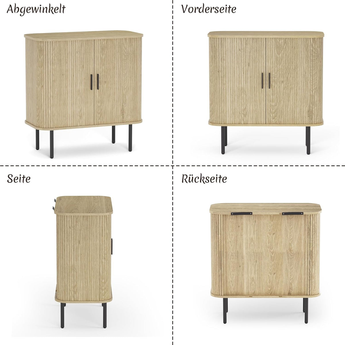 Keukenkast, sideboard met twee schuifdeuren, houten opbergkast met verstelbare planken, opbergkast voor keuken, eetkamer, woonkamer, houtkleuren