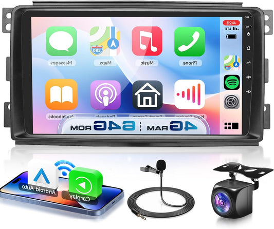 4+64G Car Radio Android 15 for Mercedes Benz Smart Fortwo 2005-2010, 9 Inch HD Touch Screen Car Radio with Wireless Carplay Android Car GPS Wi-Fi USB Bluetooth 5.0 FM RDS Rear View Camera - QUORE