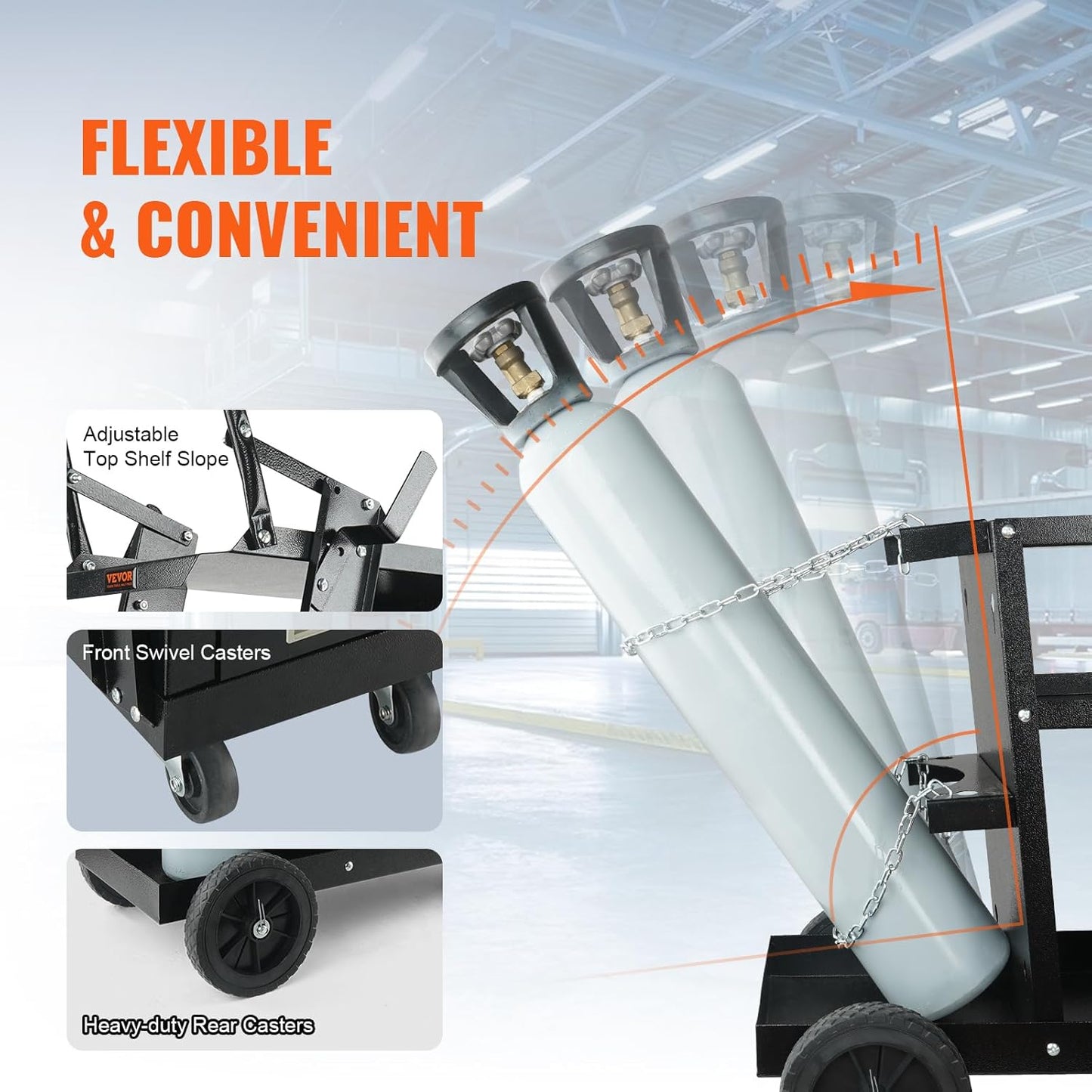 Lastrolley – Laskar – Lastaakwagen – Laswagen – Lasgereedschap Trolley – 4 Laden Opbergruimte – Draagkracht Tot 120 Kg