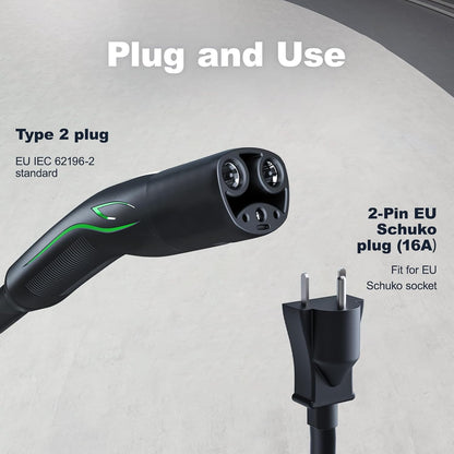 VidPower auto-acculader, 16 A, lcd-display, kabels inbegrepen