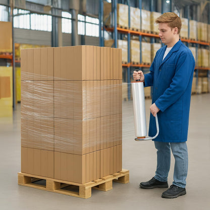 Verpacking Verhuisfolie 23 my transparant 500 mm x 300 m 6 rollen incl. handafroller stretchfolie verpakkingsfolie scheurvast
