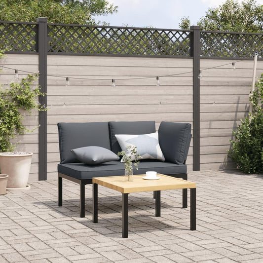 Garden Bench Made of Black Aluminium with Anthracite Cushion for Outdoors, Robust and Durable Structure for Patio or Patio, Comfortable Seat with Thick Cover and Cover - QUORE