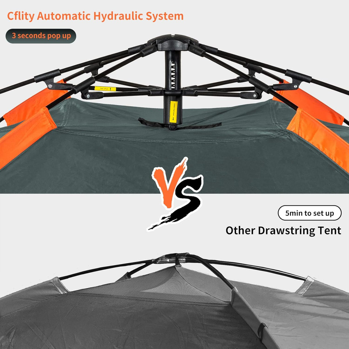 Campingtent, 3-persoons Instant pop-up tent, waterdichte drielaagse automatische koepeltent, grote lichtgewicht 4 seizoenen tent, backpacktent met afneembare regenvlieg 2 uitbreidbare veranda