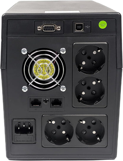 Master U-Power USV, 2000 VA, 1200 W, ononderbroken stroomvoorziening met 4 Schuko-stekkers, constante uitgangsspanning