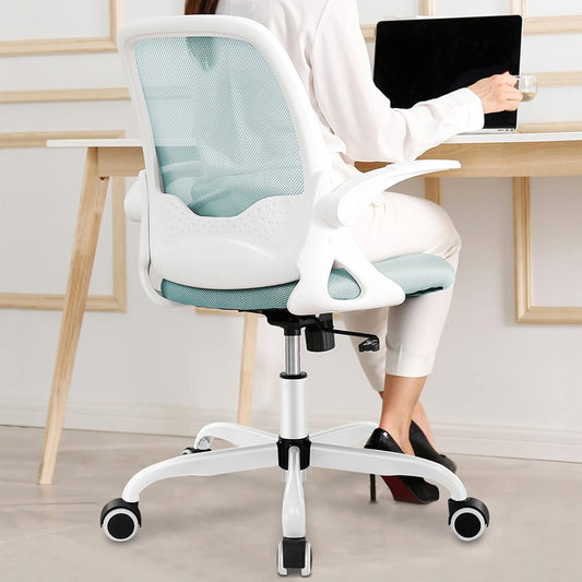 Ergonomische bureaustoel – Bureaustoel – Computerstoel – Werkstoel – Mesh stoel – Mintgroen – Ademend Mesh – Opklapbare Armleuningen