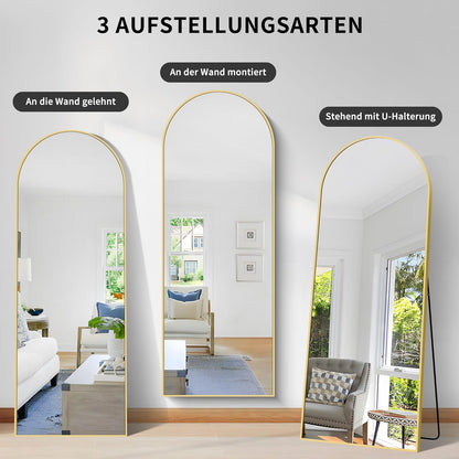 KOCUUY Spiegel in volledige lengte, 180,3 x 71,1 cm (71 x 28 in) full-body spiegel, staande spiegel in volledige lengte, gebogen vloerspiegel woonkamer, wandspiegel hangend staand slaapkamer metalen
