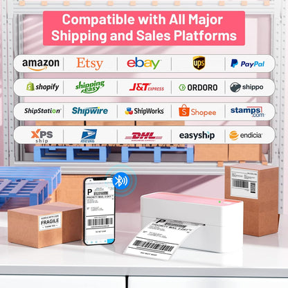 Phomemo Bluetooth thermische labelprinter voor verzendlabel, draadloze verzendlabelprinter, compatibel met iOS, Android, PAD en pc, veel gebruikt voor Amazon, Ebay, Shopify, TikTok, Etsy, USPS, FedEx,