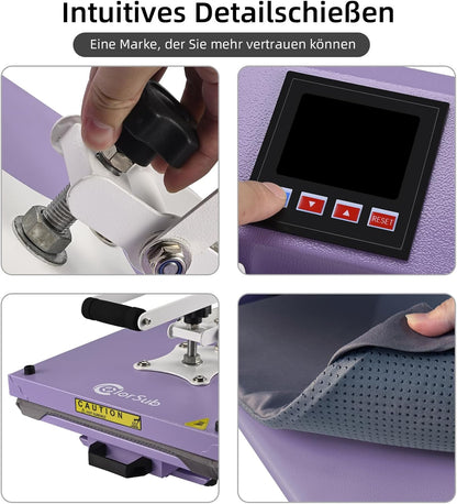 ColorSub Warmstempelmachine, digitale hittepers, 38 x 38 cm, sublimatiepers, teflon warmtepers, T-shirt, kleding, transfertas, 1600 W