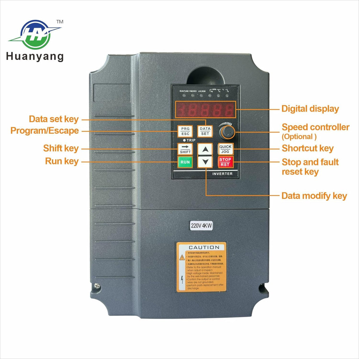 Vectorregeling Computerized Numerical Control (CNC) frequentieomvormer (VFD) van de motor, 220 V, 5,5 kW, 7,5 pk voor spindelmotor, controle van de snelheid, Huanyang GT-serie (220 V, 5,5 kW)