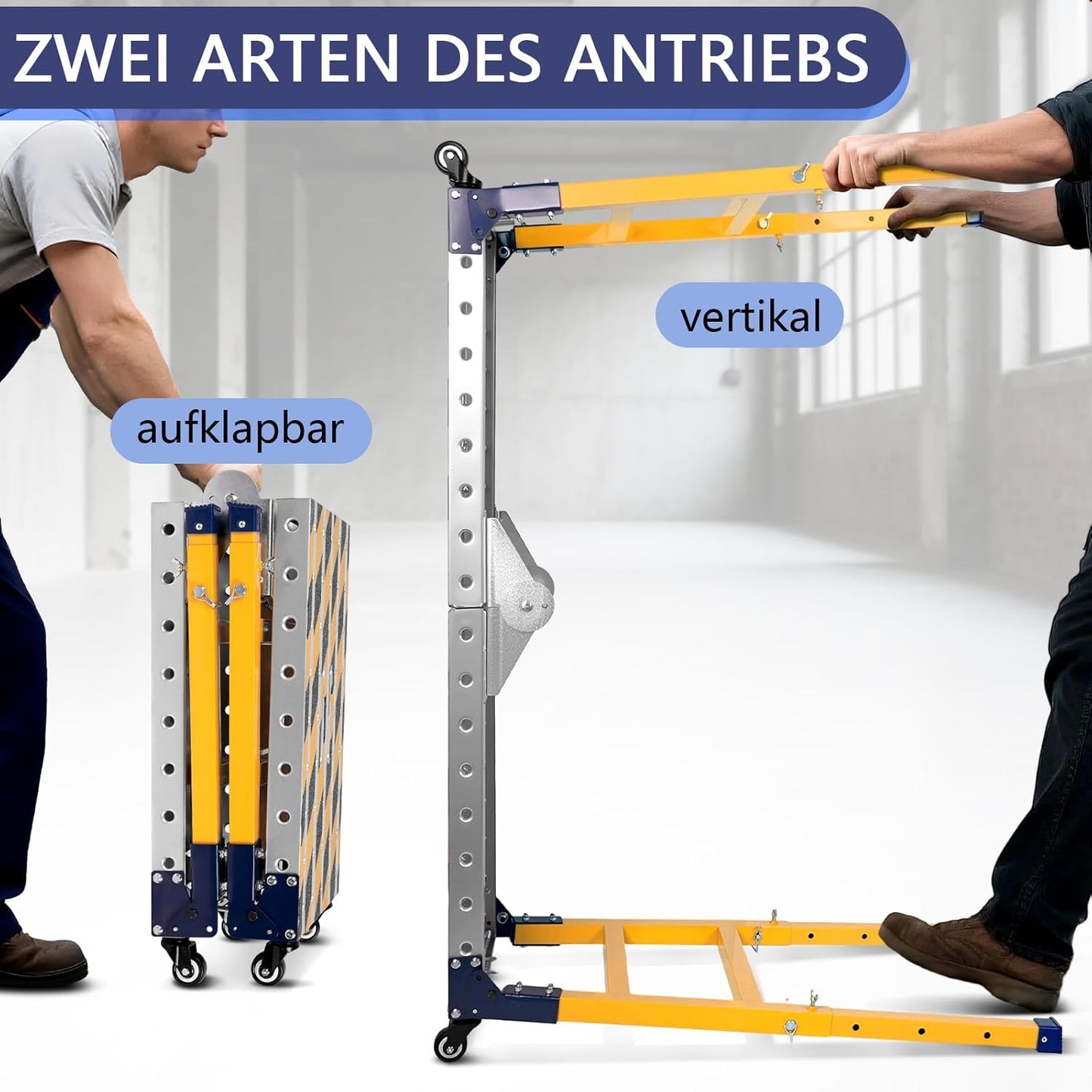 Stabiel 2-in-1 werkplatform + beweegbare lastafel met antislip plakstrips, 140 x 36 cm, verzinkte steiger met verstelbare hoogte, belastbaar tot 500 kg