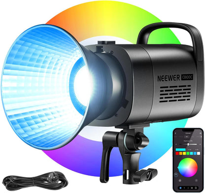 NEEWER CB100C 130W RGB COB Video Light met 2.4G/App Remote Control, RGB LED Continue Verlichting, Bowens Frame Foto Studio Licht