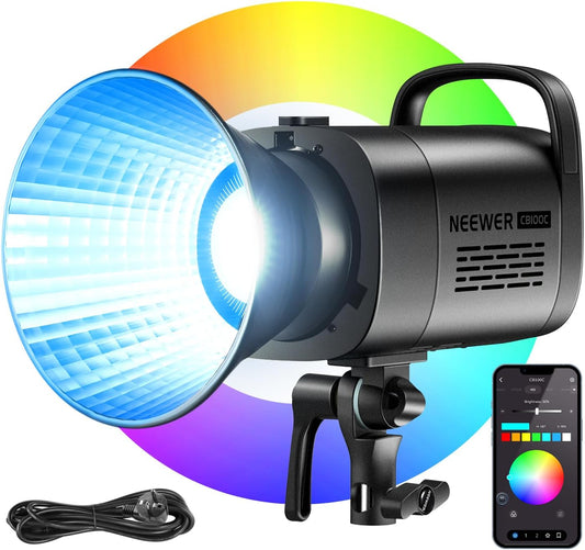 NEEWER CB100C 130W RGB COB Video Light met 2.4G/App Remote Control, RGB LED Continue Verlichting, Bowens Frame Foto Studio Licht