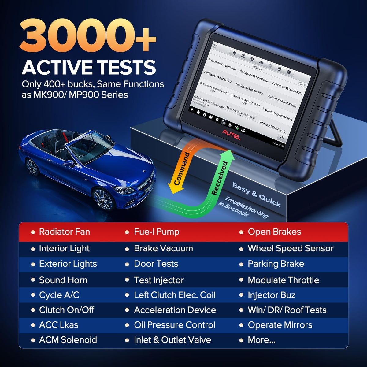 Autel MaxiCheck MX808S Auto Diagnose: 2026 Recenter Dan MK808S MK808BT Pro, Bidirectionele Scanner zoals MK900 MX900 MK900BT, 3K+ actieve tests, 28+ Resetten, Alle Systeem, OS11